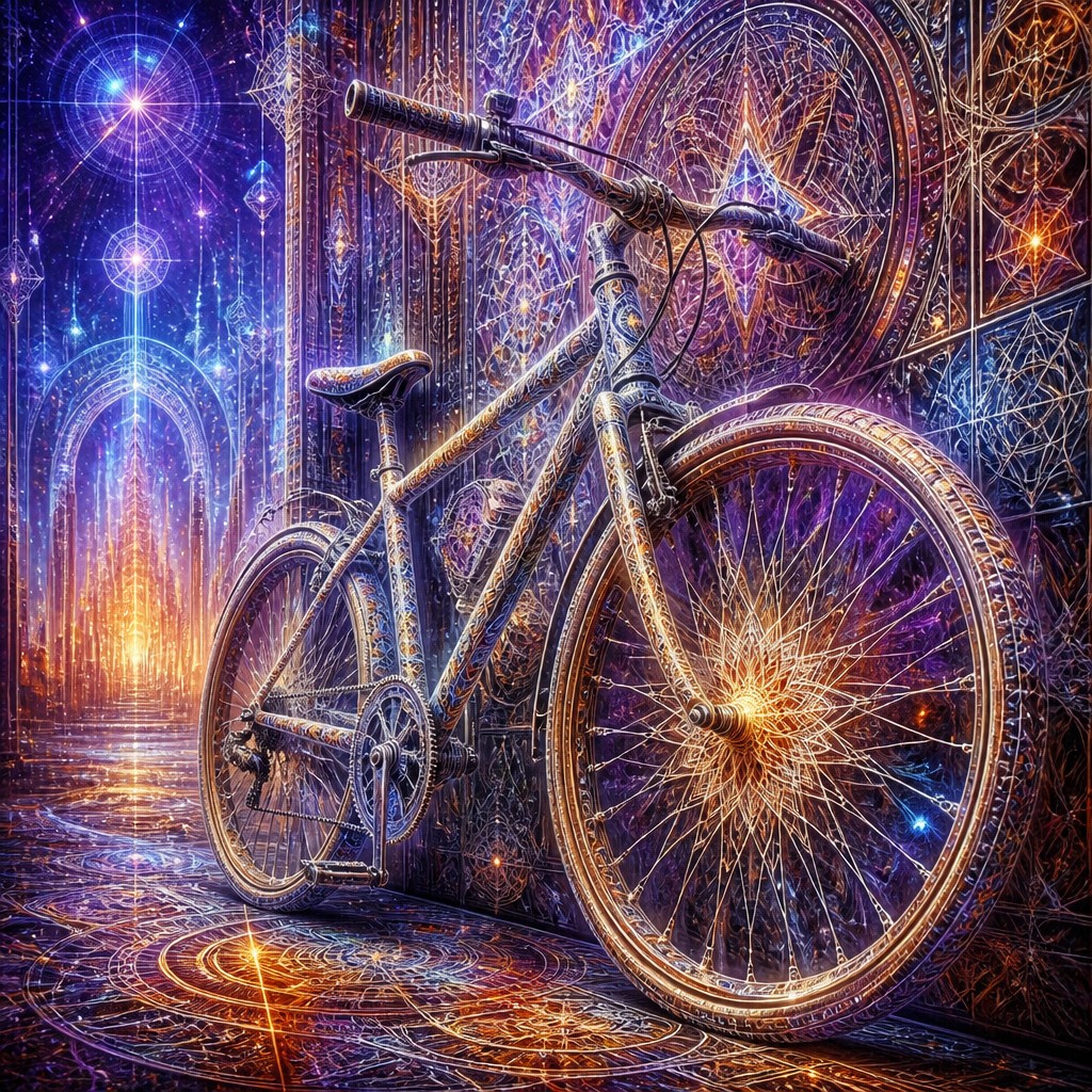 bicyle resting against a wall