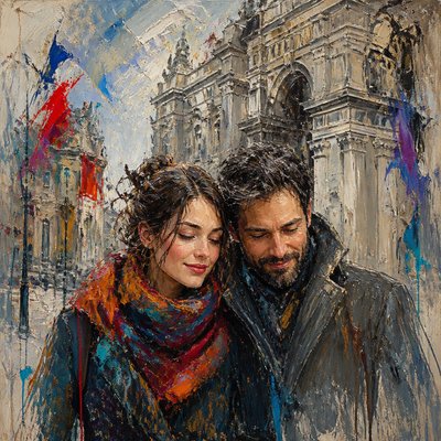portrait of two people together — Montreal Art Style