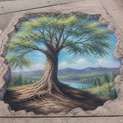 a tree in nature — Chalk Art Style
