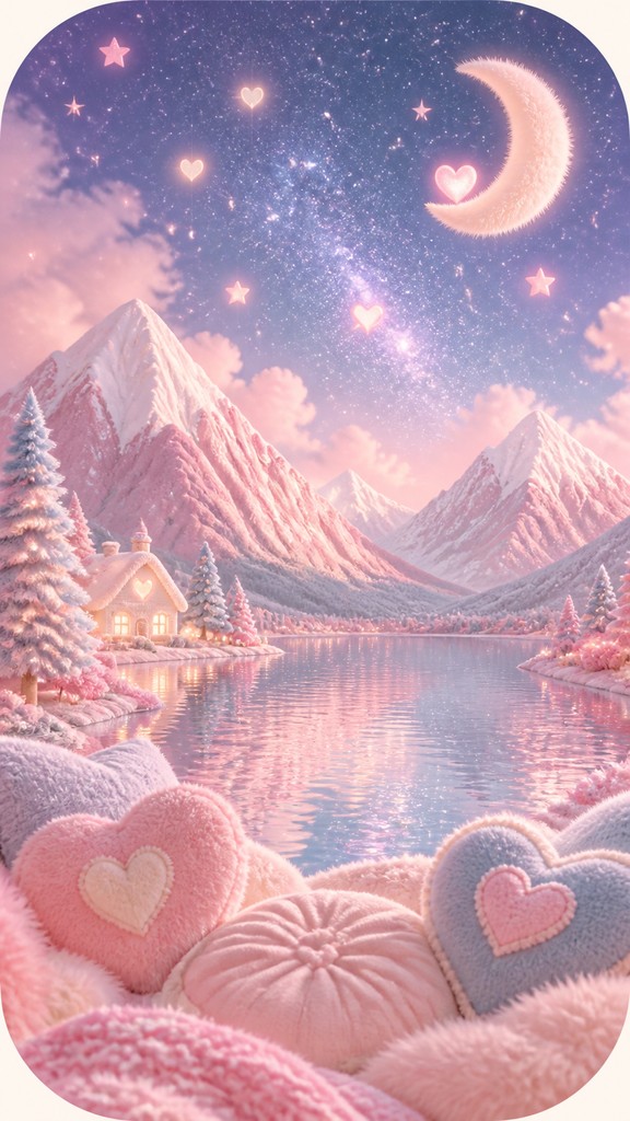 a tranquil mountain lake beneath a starry night sky, no people, no text