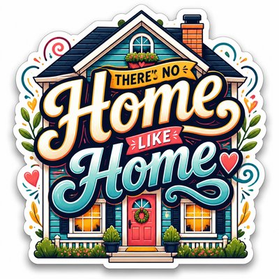 house with front view — Typography Sticker Design