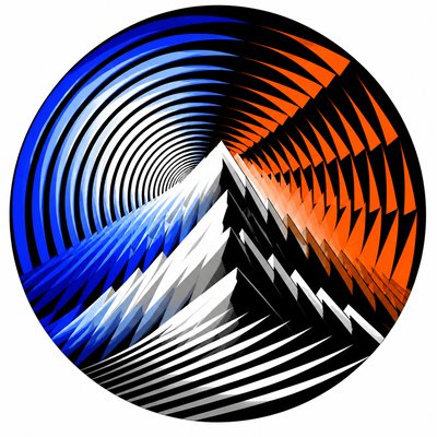 an emblem of a mountain peak inside a circle, simple bold shapes on a plain background, no text or lettering