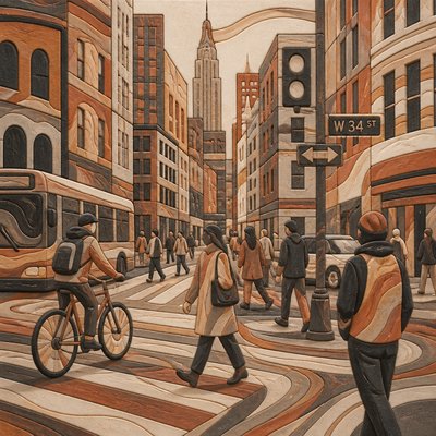 urban street with city activity
