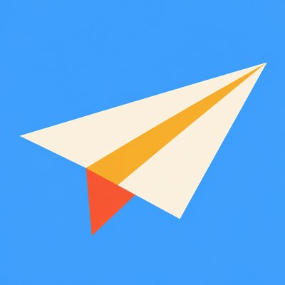 a paper plane, clean minimal composition on a plain background, no text