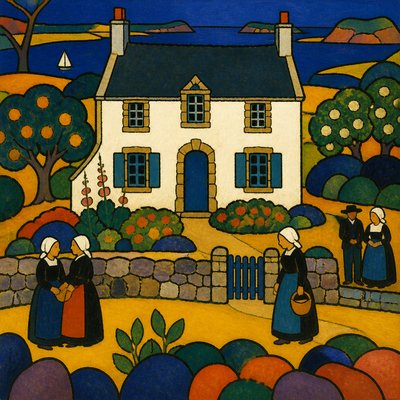house with front view — Pont-Aven Art Style