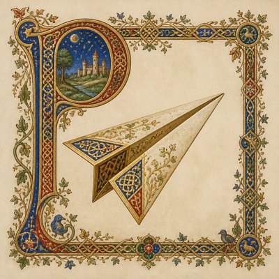 a paper plane, clean minimal composition on a plain background, no text
