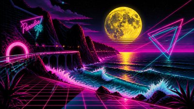 a moonlit coastline with cliffs and crashing surf, no people