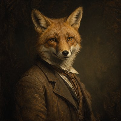 animal standing in natural pose — Self-Portrait Painting Style