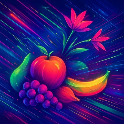 still life arrangement of fruits and flowers