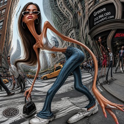 urban street with city activity — Distortion Art Style