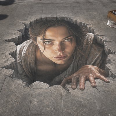 3D Illusion Street Art Style example