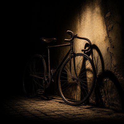 bicyle resting against a wall — Chiaroscuro Art Style
