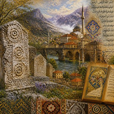 wide landscape with natural scenery — Bosnian Art Style