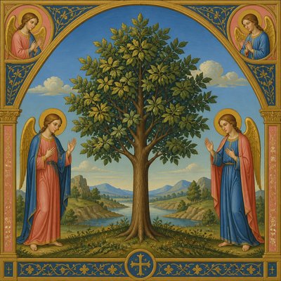 a tree in nature — Nazarene Art Style