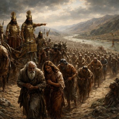 Express without words "And the God of Israel stirred up the spirit of Pul king of Assyria, and the spirit of Tilgathpilneser king of Assyria, and he carried them away, even the Reubenites, and the Gadites, and the half tribe of Manasseh, and brought them unto Halah, and Habor, and Hara, and to the river Gozan, unto this day.” (1 Chronicles 5:25-26, KJV)
