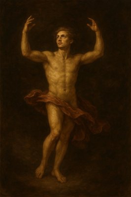 a painting of a man in a red dress