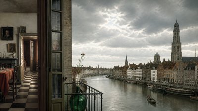 sweeping panoramic landscape with a dramatic sky