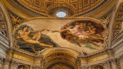 Michelangelo painting creation of Adam in Sistine Chapel