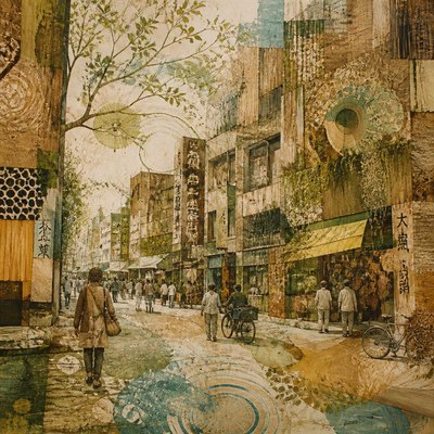 urban street with city activity