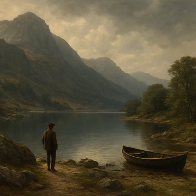 serene landscape with mountains and water