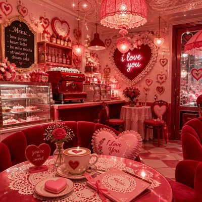 cozy cafe interior with warm lighting