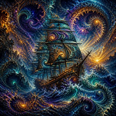 sailing ship on a stormy sea