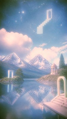 a tranquil mountain lake beneath a starry night sky, no people, no text