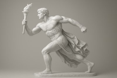 a statue of a man holding a torch