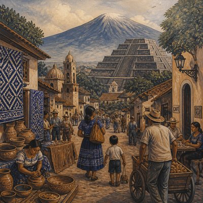 urban street with city activity