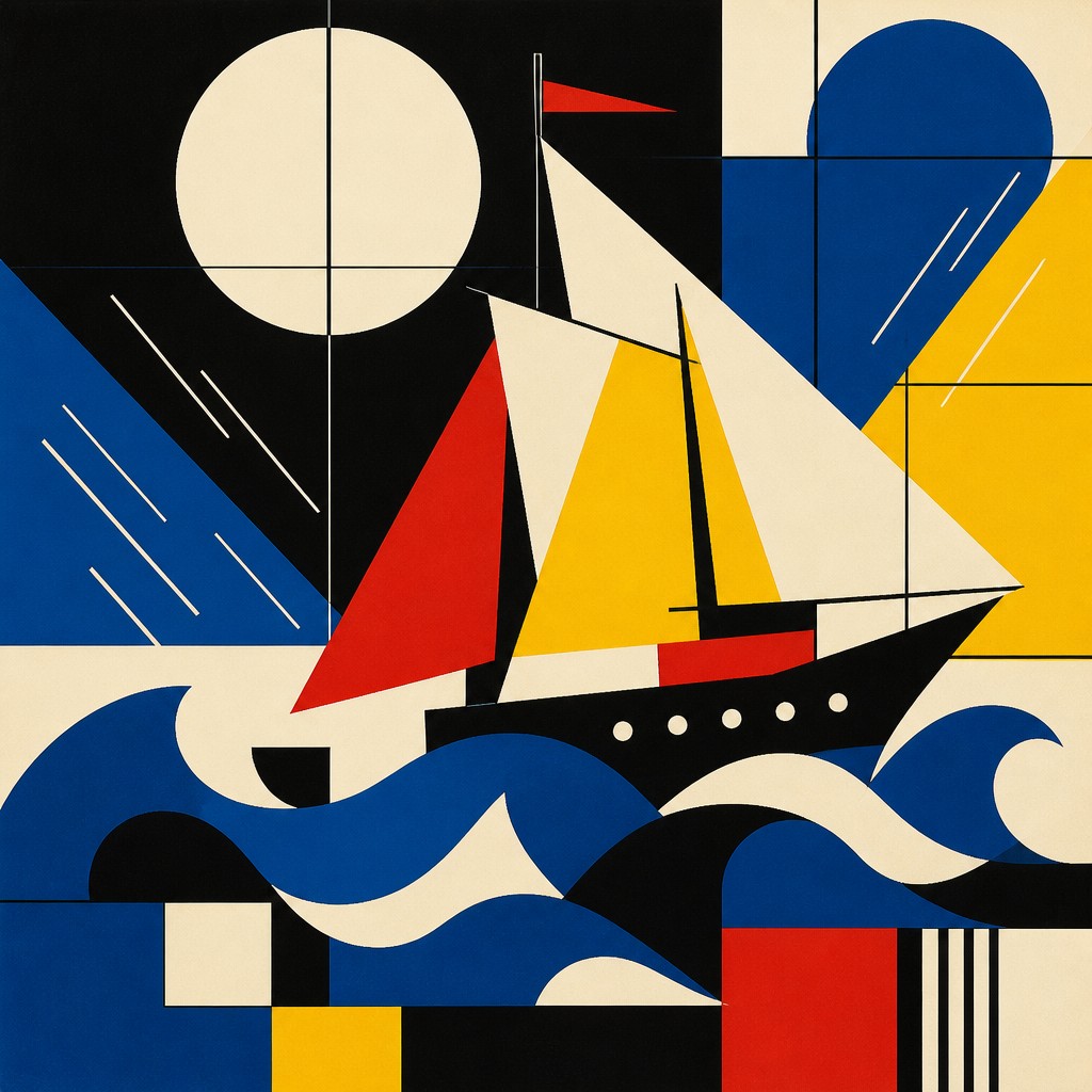 sailing ship on a stormy sea