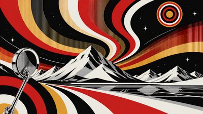 a flowing aurora over snowy peaks, wide sweeping composition, no people, no text