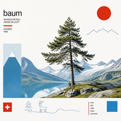 a tree in nature — Swiss Art Style