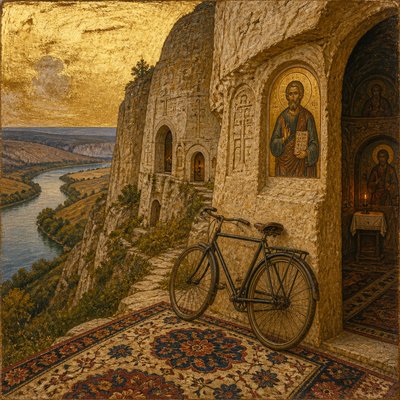 bicyle resting against a wall