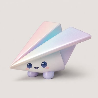 a paper plane, clean minimal composition on a plain background, no text