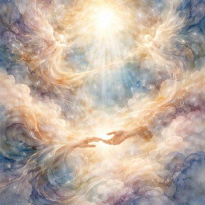 Without words create a picture of mercy and faithfulness in the heavens based on this verse: “For I have said, Mercy shall be built up for ever: thy faithfulness shalt thou establish in the very heavens.” (Psalms 89:2, KJV) 
