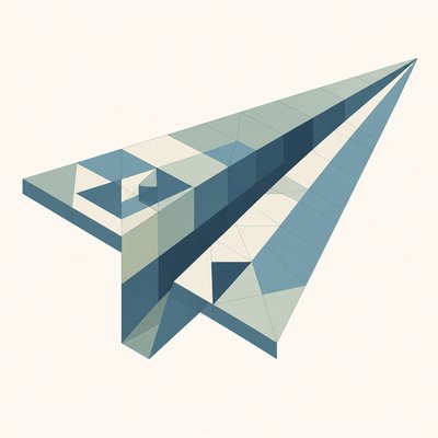 a paper plane, clean minimal composition on a plain background, no text