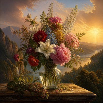 bouquet of flowers in a glass vase