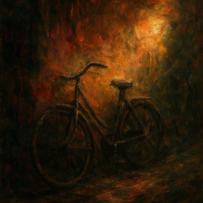 bicyle resting against a wall
