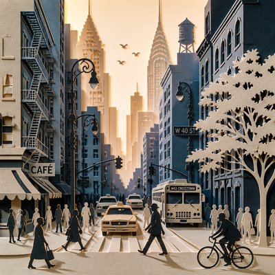 urban street with city activity
