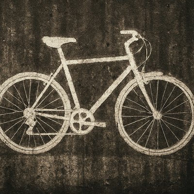 bicyle resting against a wall