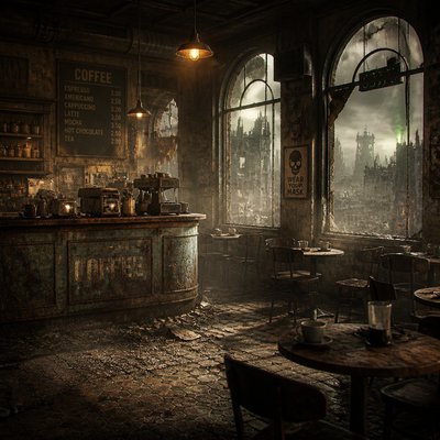 cozy cafe interior with warm lighting