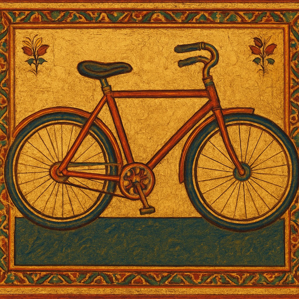 bicyle resting against a wall