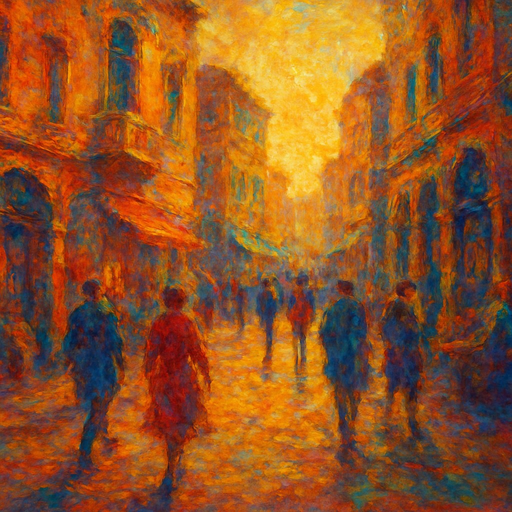 urban street with city activity