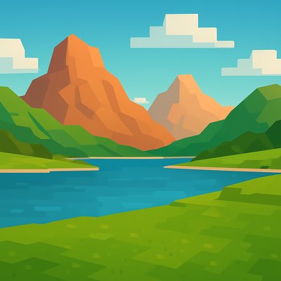 serene landscape with mountains and water