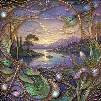 wide landscape with natural scenery — Art Nouveau Jewelry Design