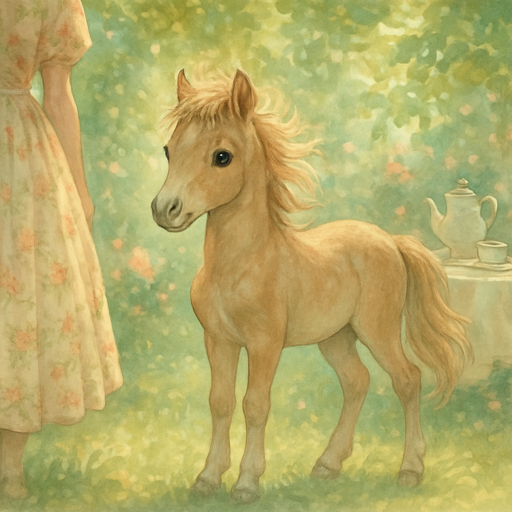 whimsical little horse, intricate details, watercolor-dream mood, gentle movement in the mane and tail, expressive eyes, cinematic depth and color