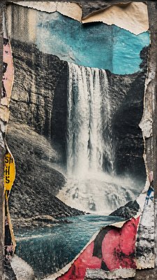 towering waterfall cascading down a cliff