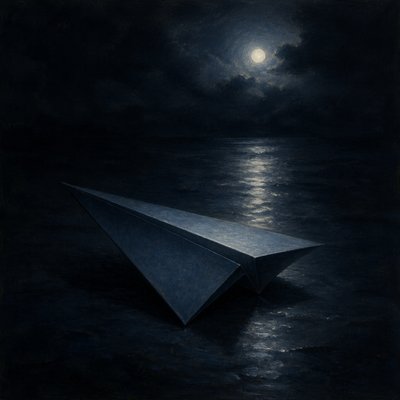 a paper plane, clean minimal composition on a plain background, no text