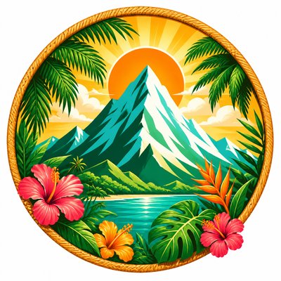 an emblem of a mountain peak inside a circle, simple bold shapes on a plain background, no text or lettering