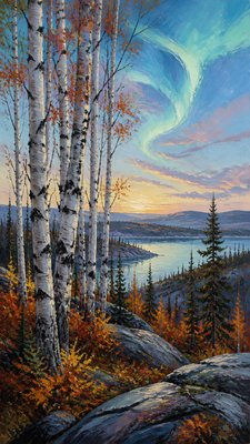 a serene birch forest in soft morning light, no people, no text
